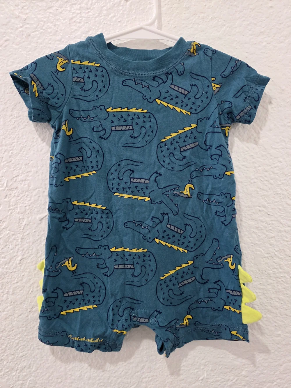 Carter's Teal Crocodile Print Romper